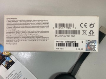 Б/в HD-медіаплеєр Google chromecast nc2-6a5 01-201053095