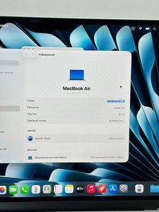 Б/в Ноутбук Apple macbook air 13,6" 2025 a3240 / apple m4 10 core сpu/ 8 core gpu/ ram16g/ ssd256gb 01-201085837