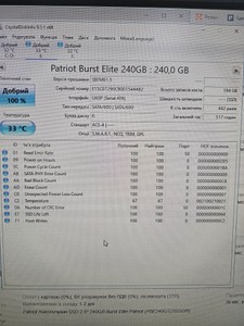 Б/в Ssd накопичувач Patriot burst elite 240 gb 01-201029967