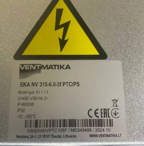 01-200333420: Ventmatika eka nv 315-6.0-3f ptc/ps