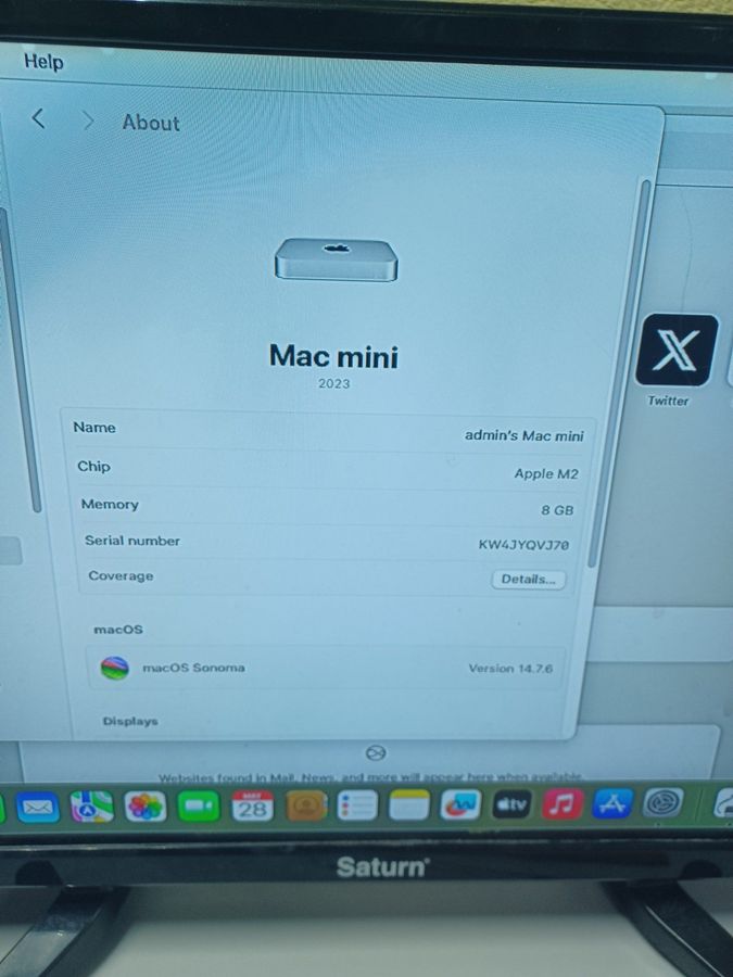 mac mini a2686 mmfj3 m2/8core/ram 8gb/ssd256gb