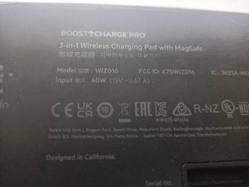 01-200783262: Belkin boost charge pro 3-in-1 wireless charging pad with magsafe