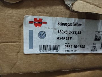 Б/в Диск зачищувальний Wurth 180х8.0х22.23 01-200873414