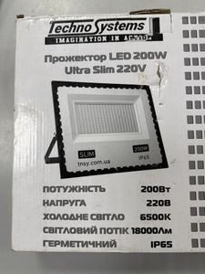 Б/в Прожектор Technosystems led 200w ultra slim 220v 18000lm 6500k ip65 01-200833795