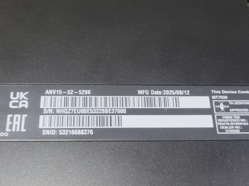 Б/в Ноутбук Acer 15/core i5-13420h ddr5/16gb ddr5/hdd *відсутній/ssd 512 gb/geforce rtx 5050 8gb 01-201168922