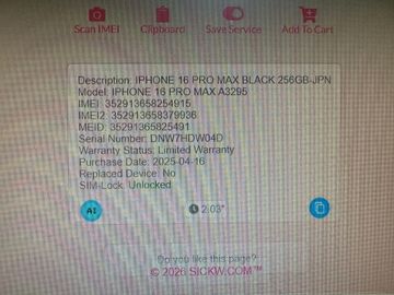 Б/в Мобільний телефон Apple iphone 16 pro max 256gb 01-200862582