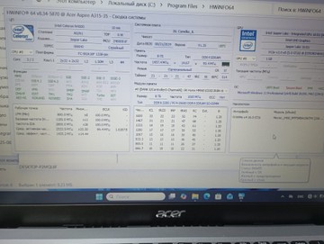 Б/в Ноутбук Acer 15/celeron n4500 ddr4/8gb ddr4/ssd 256 gb/*інтегрована 01-201116392