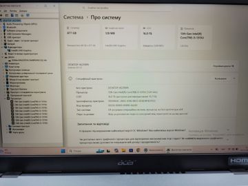 Б/в Ноутбук Acer 15/core i3-1315u ddr5/16gb ddr5/hdd *відсутній/ssd 512 gb/*інтегрована 01-200799986