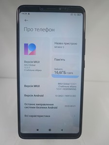 Б/в Мобільний телефон Xiaomi mi max 3 6/128gb 01-200937445