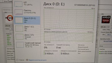 Б/в Системний блок Пк amd ryzen 5 1600/ram 16 gb/hdd 1000 gb/ssd 120 gb/amd/ ati radeon rx 580 8gb gddr5 256bit 01-200966104