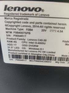 Б/в Моноблок Lenovo 21.5"/i3-4005u/ram-4/hdd-1000gb 01-200884360