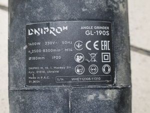 Б/в Кутова шліфмашина Dnipro-M gl-190s 01-201035502