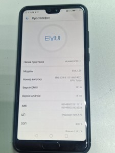 Б/в Мобільний телефон Huawei p20 eml-l29 4/128gb 01-201078681