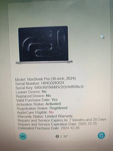 01-200521713: Apple macbook pro 16" late 2024