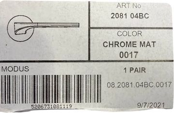 Б/в Ручка дверна Ilavio 2081 матовий хром 01-200897308