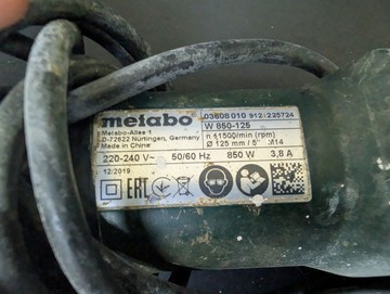 Б/в Кутова шліфмашина Metabo w 850-125 01-201012333
