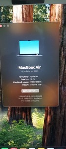 Б/в Ноутбук Apple macbook air 13,6" 2025 a3240 / apple m4 10 core сpu/ 8 core gpu/ ram16g/ ssd256gb 01-201041971