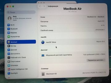 Б/в Ноутбук Apple macbook air 13,6" m2 2022 01-200828213