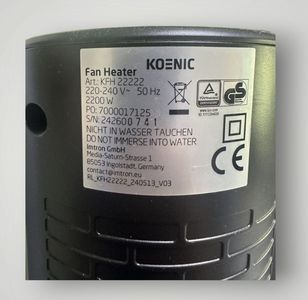 Б/в Обігрівач Koenic kfh 22222 01-200862570