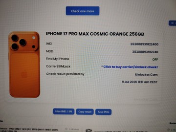 Б/в Мобільний телефон Apple iphone 17 pro max 256gb 01-201144793