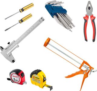 Без Виробника (2 викрутки+2 рулетки+плоскогубці+набір шестигранників+пістолет для клея)