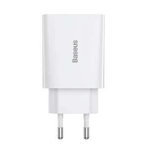 Baseus compact quick charger u+c 20w white