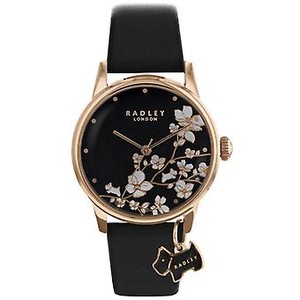 Radley Black leather strap watch s earrings gift