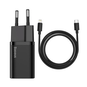 Baseus super si quick charger 20w sets black + type-c to lightning