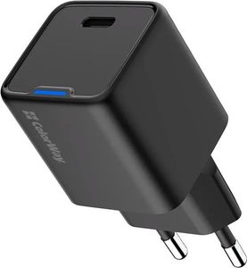 Colorway gan mini 25w pd port pps usb-c black (cw-chs052pd-bk)