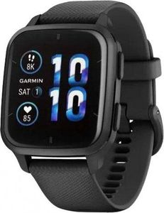 Garmin venu sq2 music edition state aluminium bezel with black case and silicone band